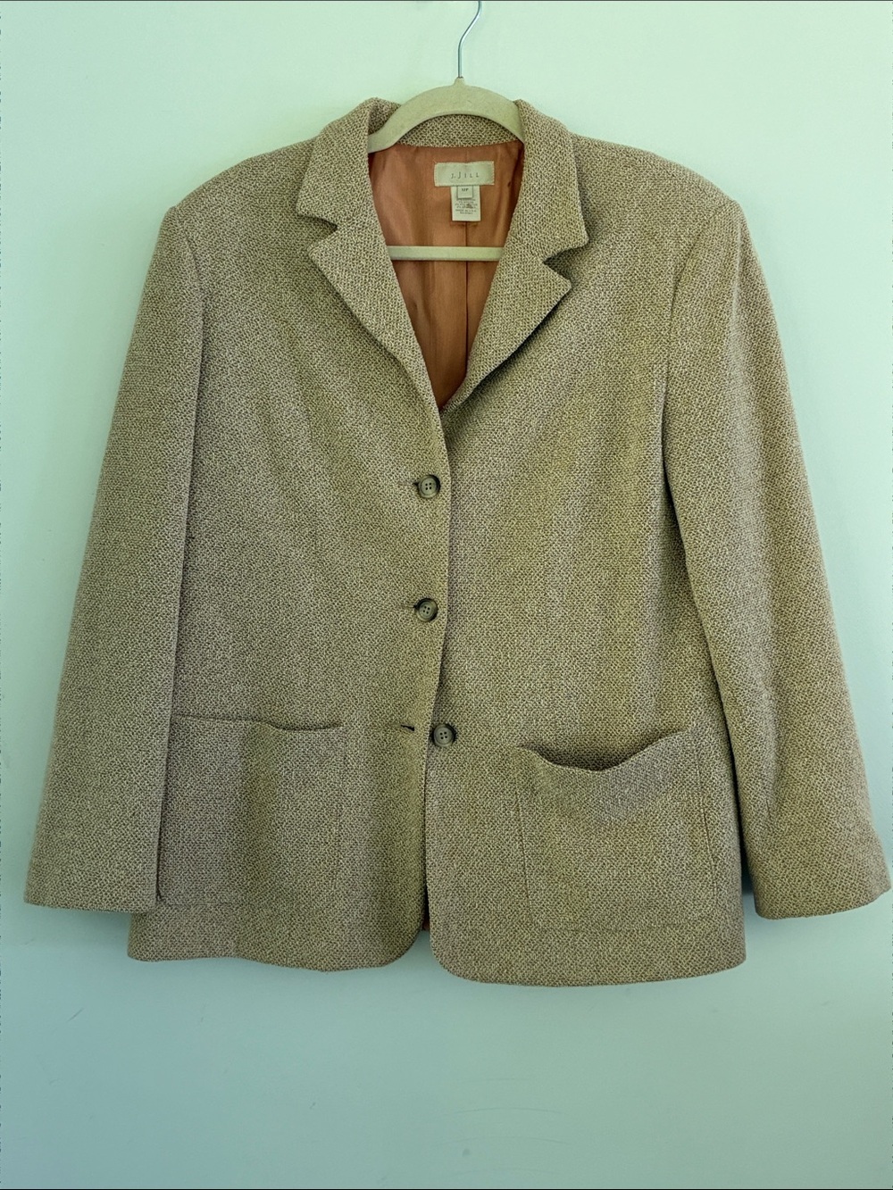 Vintage J. Jill Speckled Beige/Tan Tweed Blazer Jacket 12P